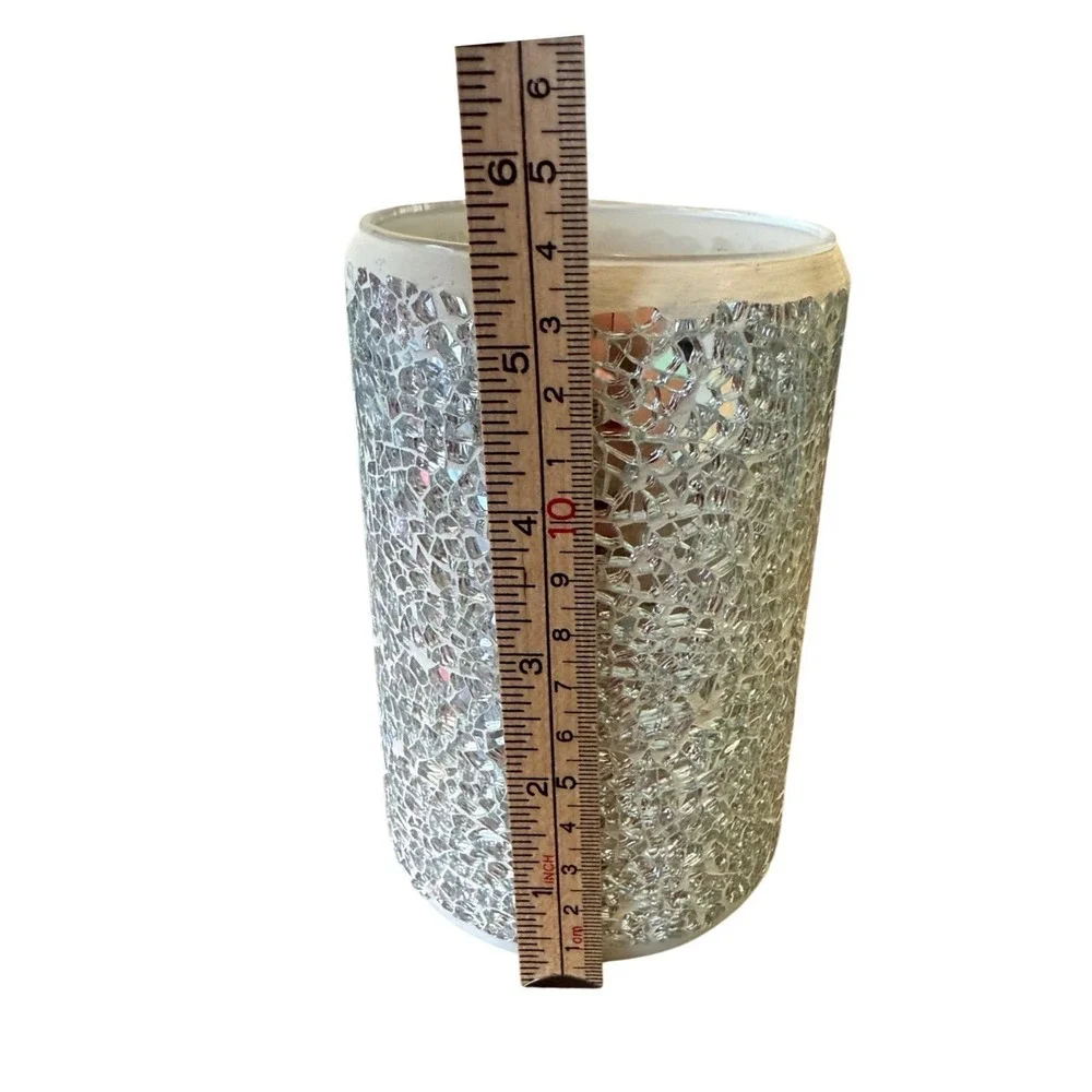 Pink Zebra Silver‎ Cracked Mosaic Glass Simmer Light Shade Candle